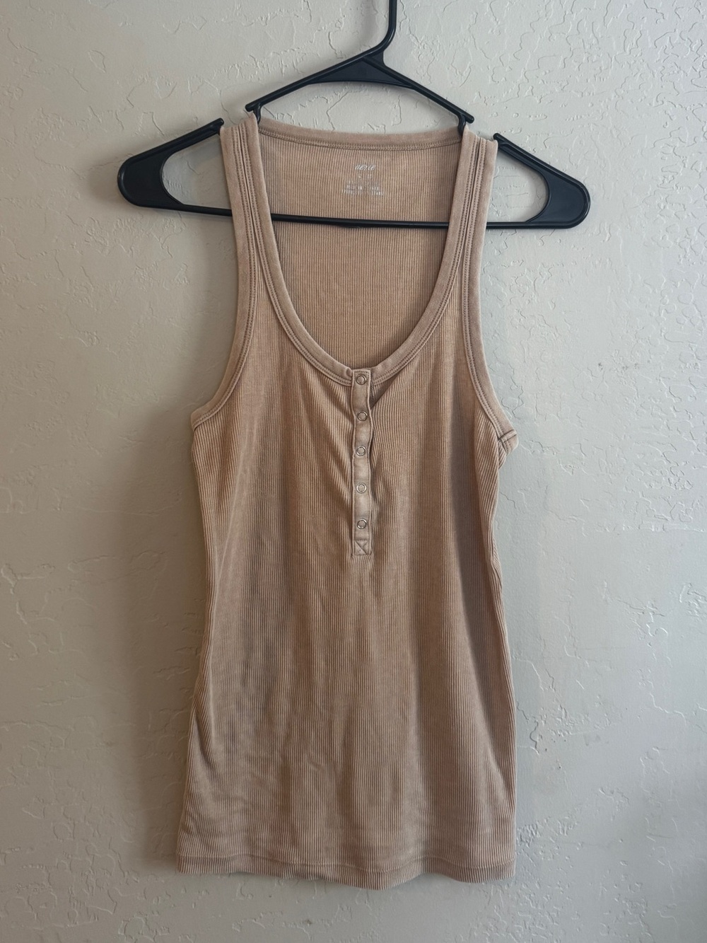 Aerie Ribbed Henley Tank Top - Beige